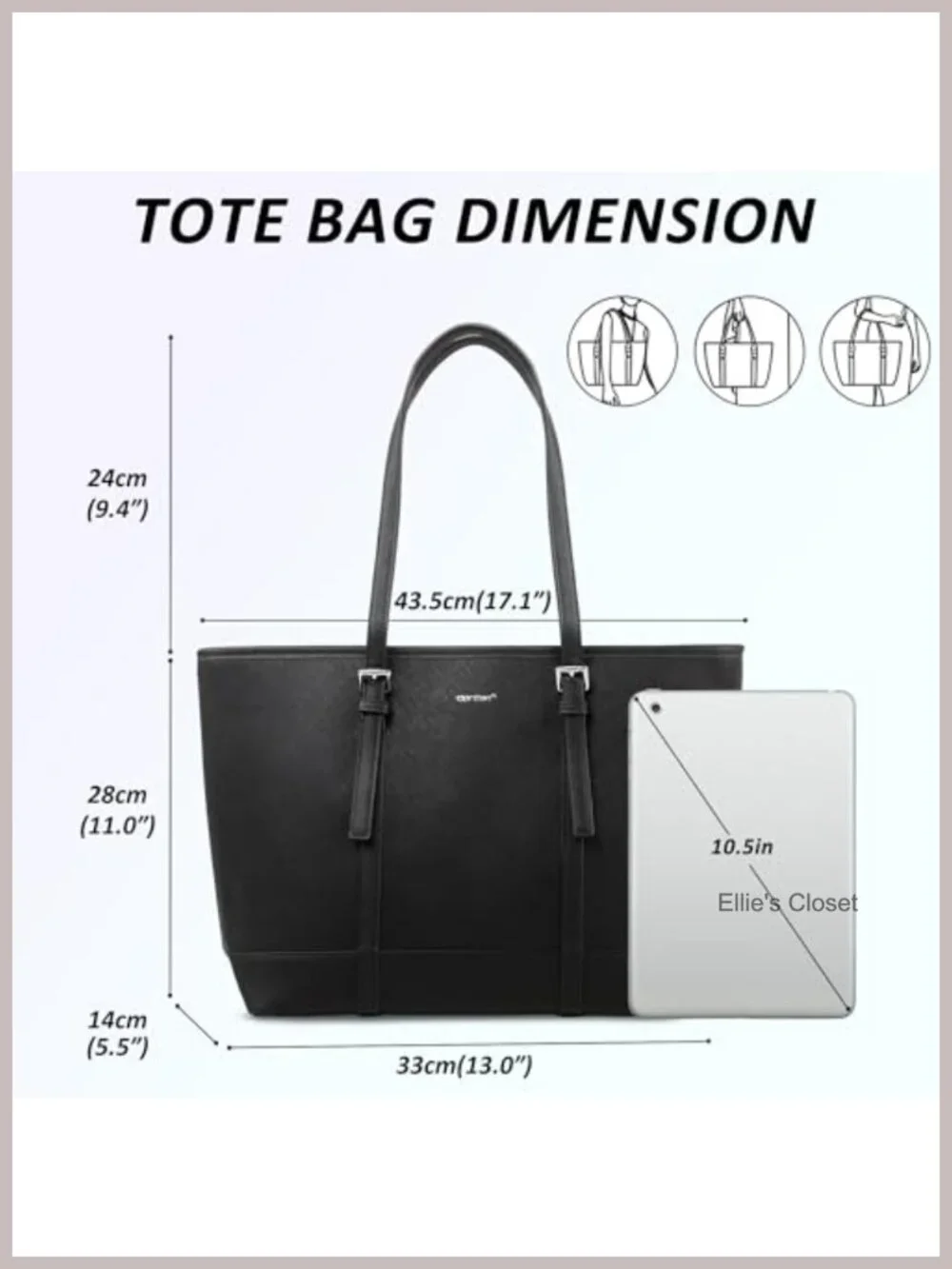 TANTOMI Vegan Leather Large Tote Bag with Compartments Top Handle Shoulder